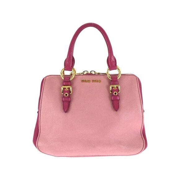 Miu Miu Madras Pink Leather Handbag 500938 - Picture 1 of 10